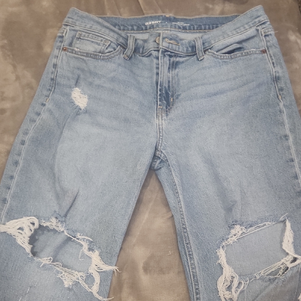 Blue Mid Rise Boyfriend Loose Jeans From Old Navy